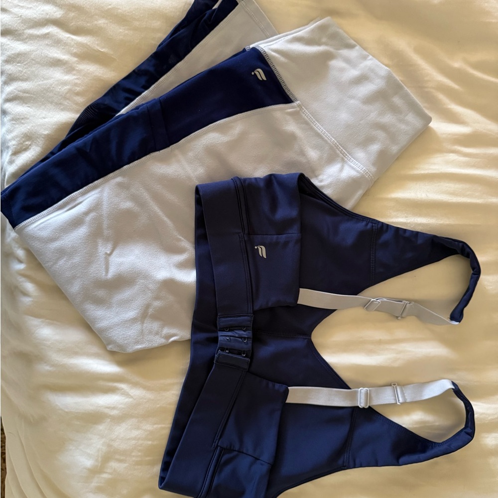 Fabletics Navy and Light Gray Leggings